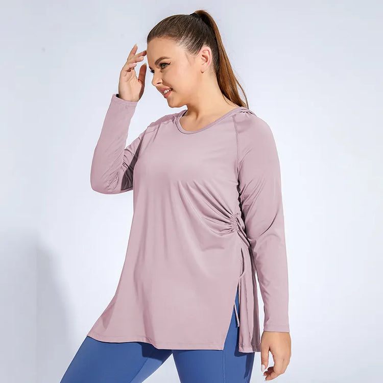 CurveFlow Plus Size Breathable Yoga Hooded Top_1