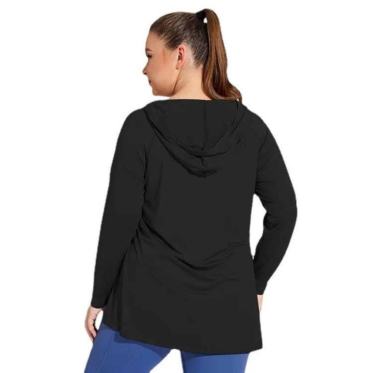 CurveFlow Plus Size Breathable Yoga Hooded Top_7