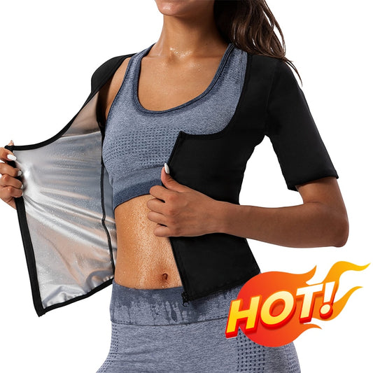 Women Sauna Sweat Vest with Zipper